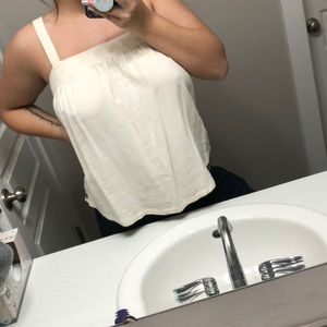 Cream baby doll style elastic top